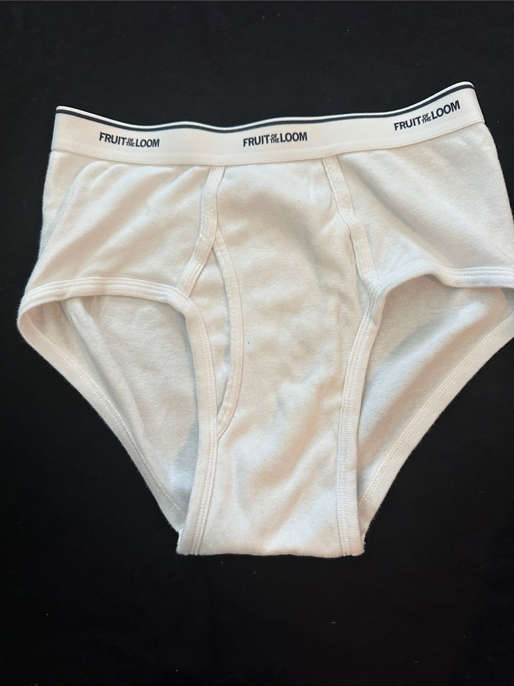 Fruit of the Loom Men's White Cotton Briefs with Logo Waistband